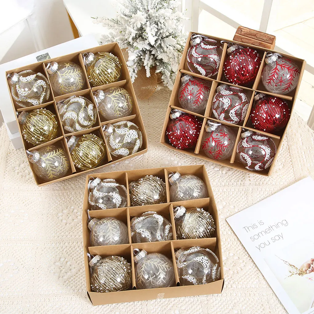 9x Eco-friendly Christmas Balls For Tree Decorations Not Easy To Deform And Non-toxic No Sharp