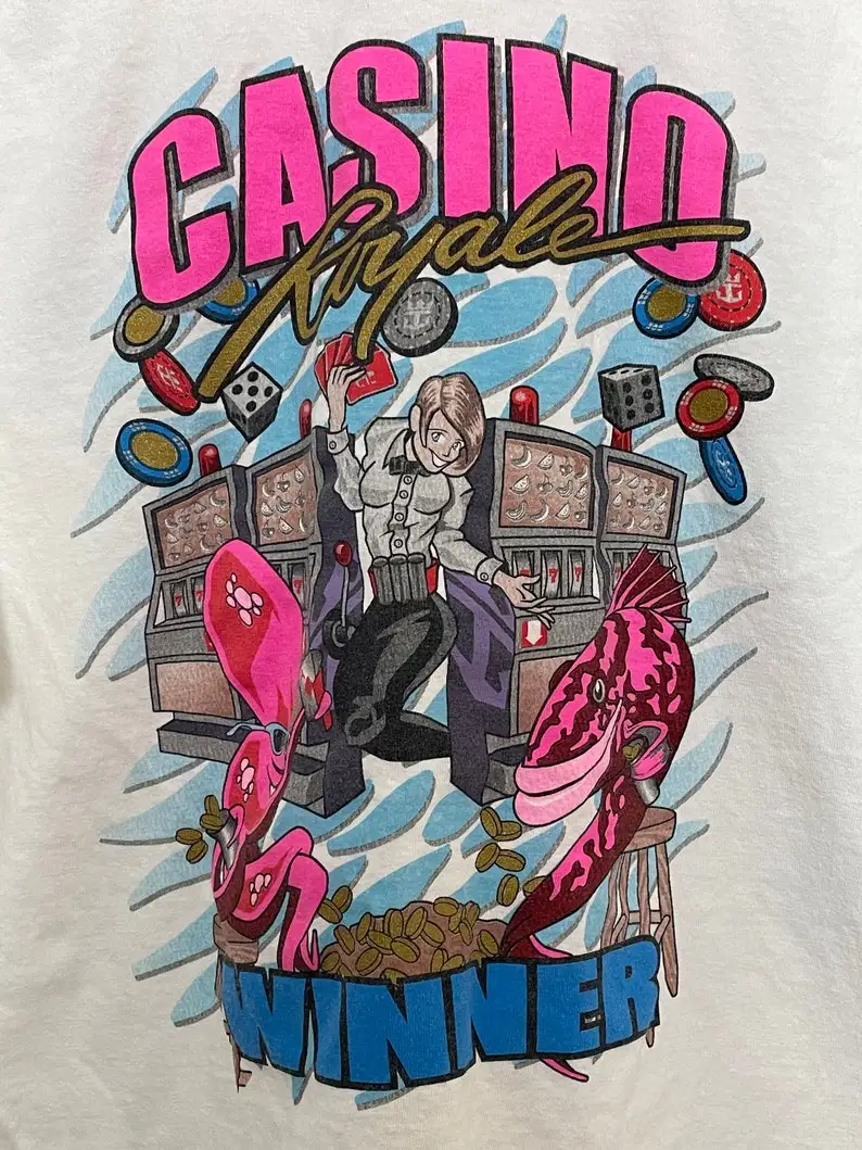 Vintage 1990s Royal Caribbean Casino Winner Royale Slot Machine Graphic Tee Shirt (size adult XL)