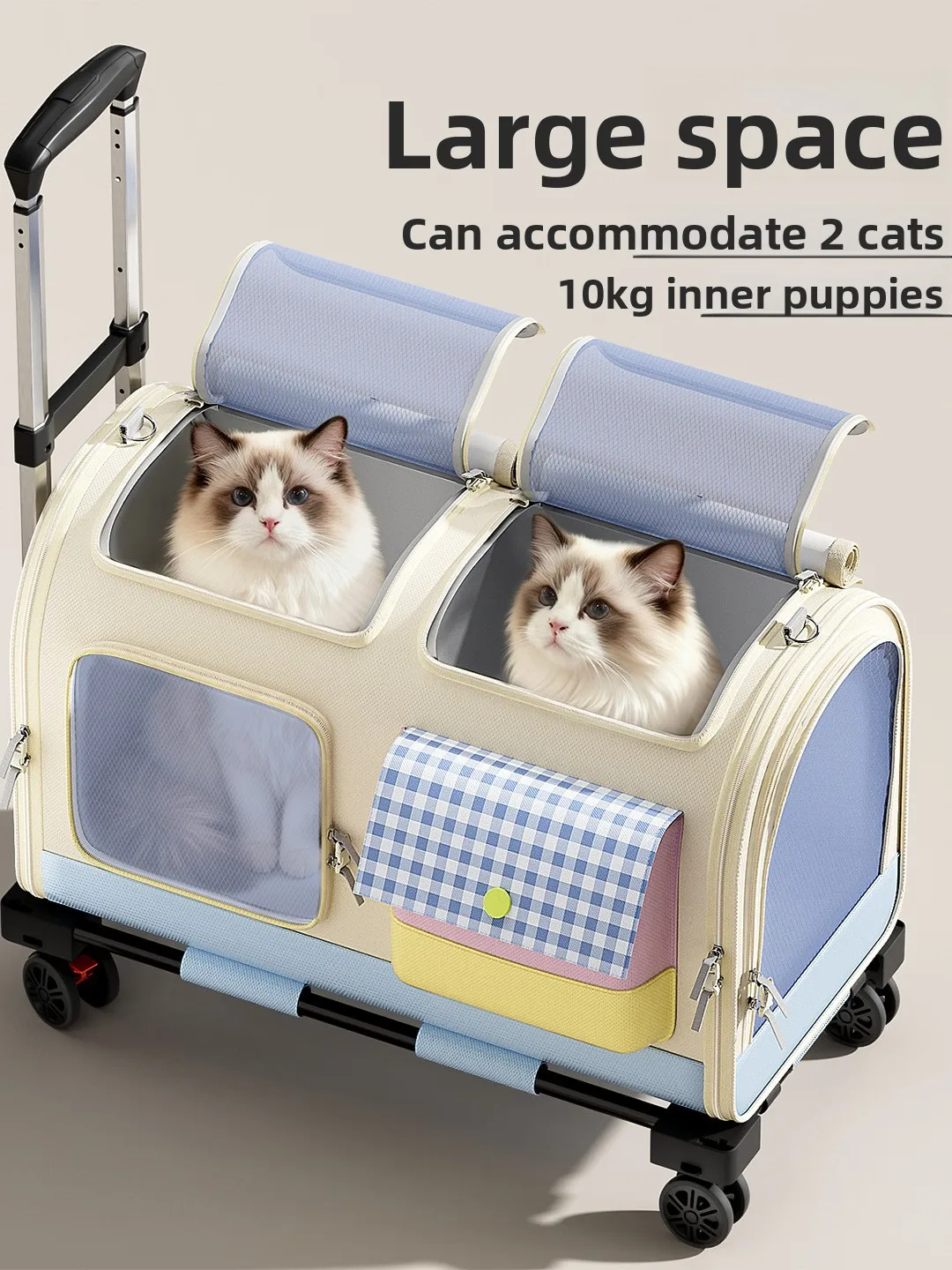 

Большая вместительная переносная сумка-переноска для животных с выдвижной ручкой, рюкзак для собак для прогулок с несколькими питомцами, незаменимый аксессуар для путешествий с собаками.