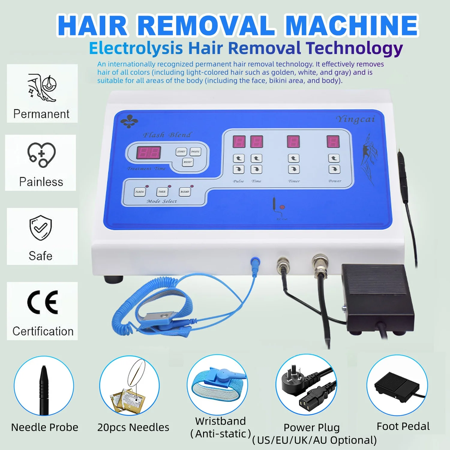 Electrolysis Hair Removal Machine for Bikini Body Professional Home Salon Permanent Hair Removal Machine Remove All Hair Colors
