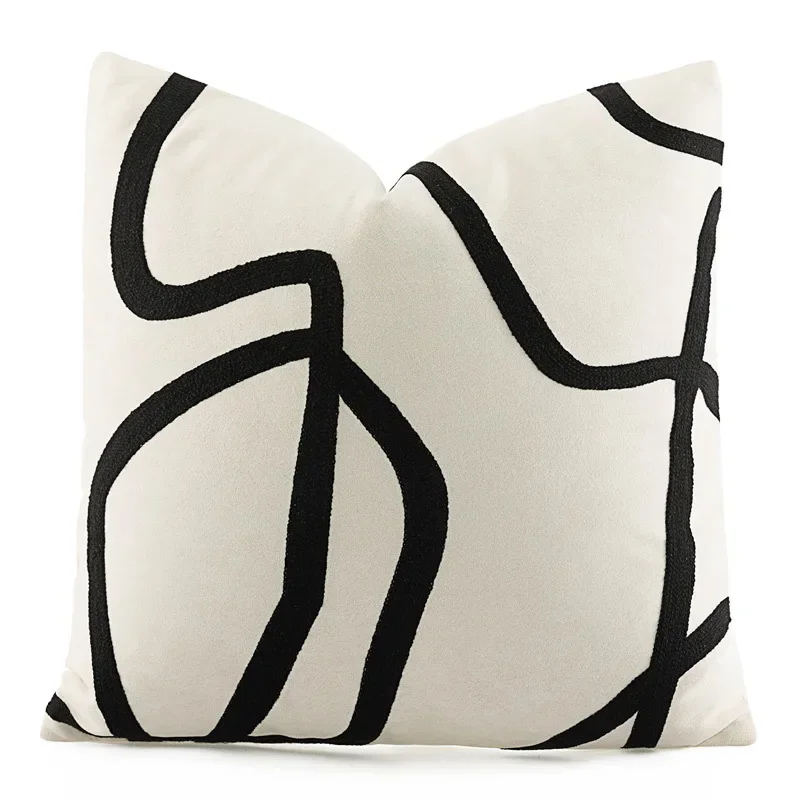 Geometric Abstraction Line printing Pillowcase Black and White Cushion Cover Sofa Bedside Throw Pillowcover