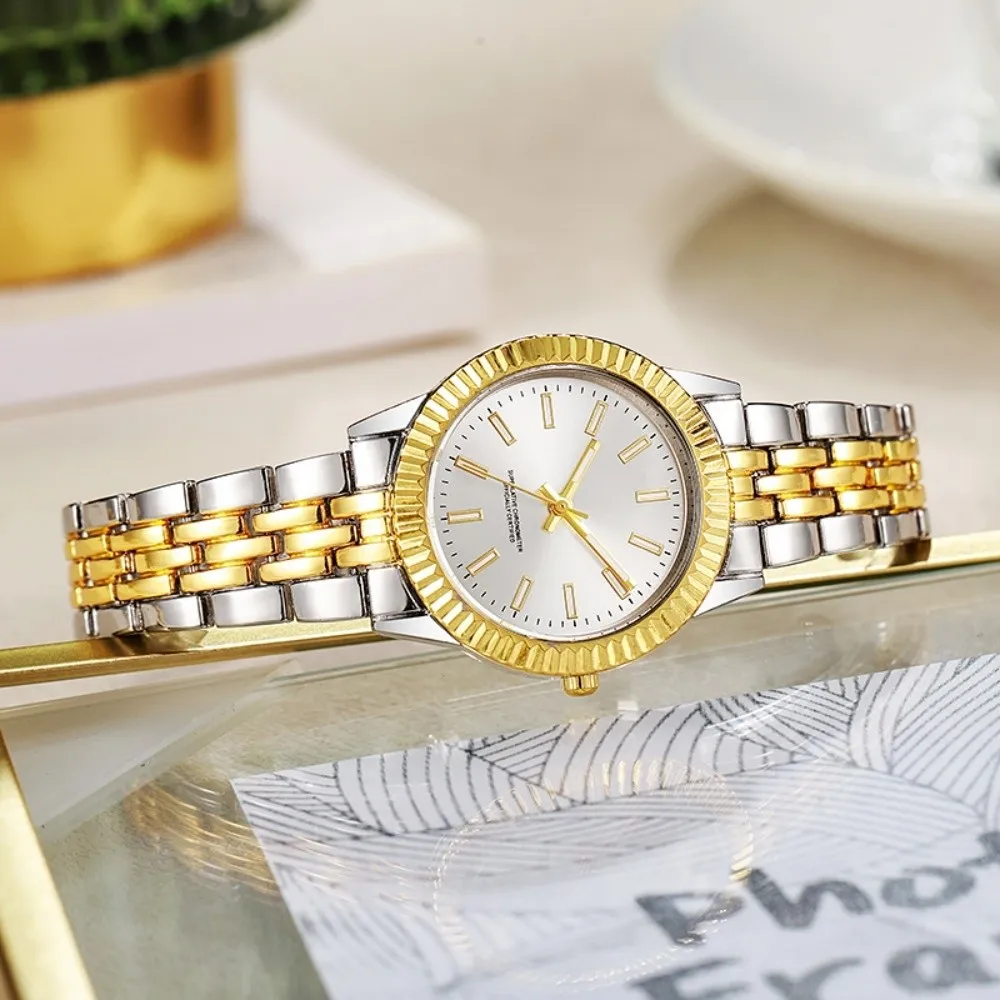 Versatile Stainless Steel Quartz Watches Quartz Folding buckle Women Wristwatch Simple Luxury Gift Wrist Decoration Women Girl