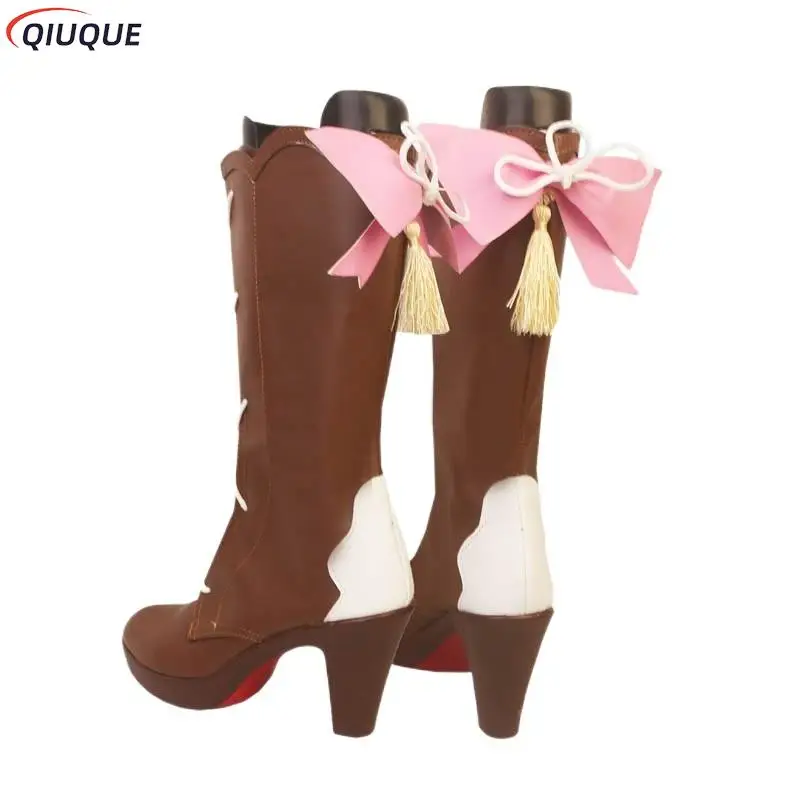 Kamisato Ayaka Neue Haut Springbloom Missive Cosplay Schuhe Frauen Mid-bein Stiefel Spiel Genshin Impact Cosplay Zubehör Requisiten