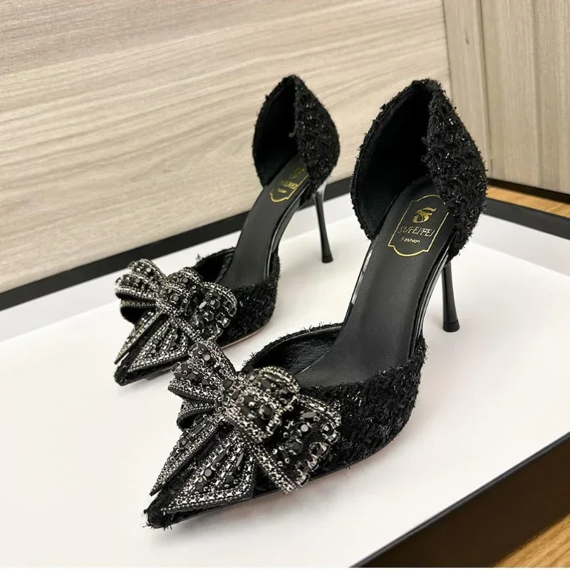 Ladies new luxury high heels pointed elegant pumps Hollow water drill single shoes ladies fashion comfortable sandals Zapatos