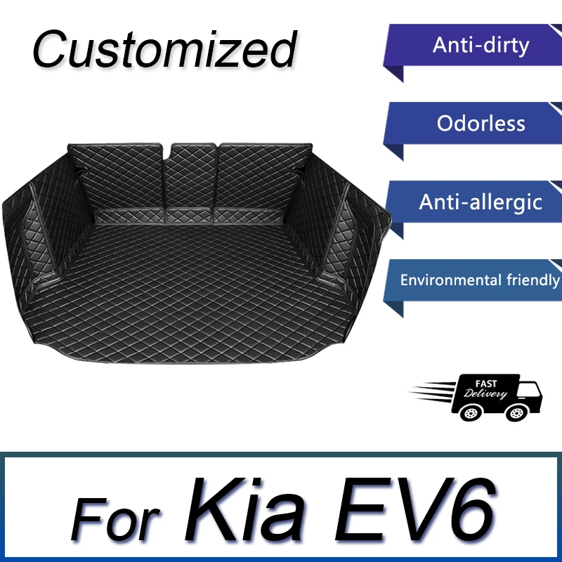 

Car Rear Trunk Mats Car Mat For Kia EV6 CV 2022 2023 2024 Leather Trunk Storage Pad Car Mats Set Tray Carpet Mud Car Accessorie