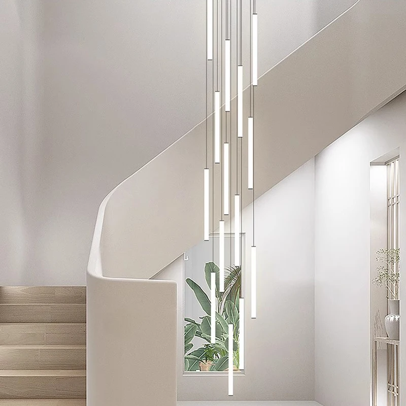 Nordic Stairs LED Long Chandeliers Minimalist Duplex Attic Living Room Kitchen Pendant Lights Home Decoration Ceiling Chandelier image 3