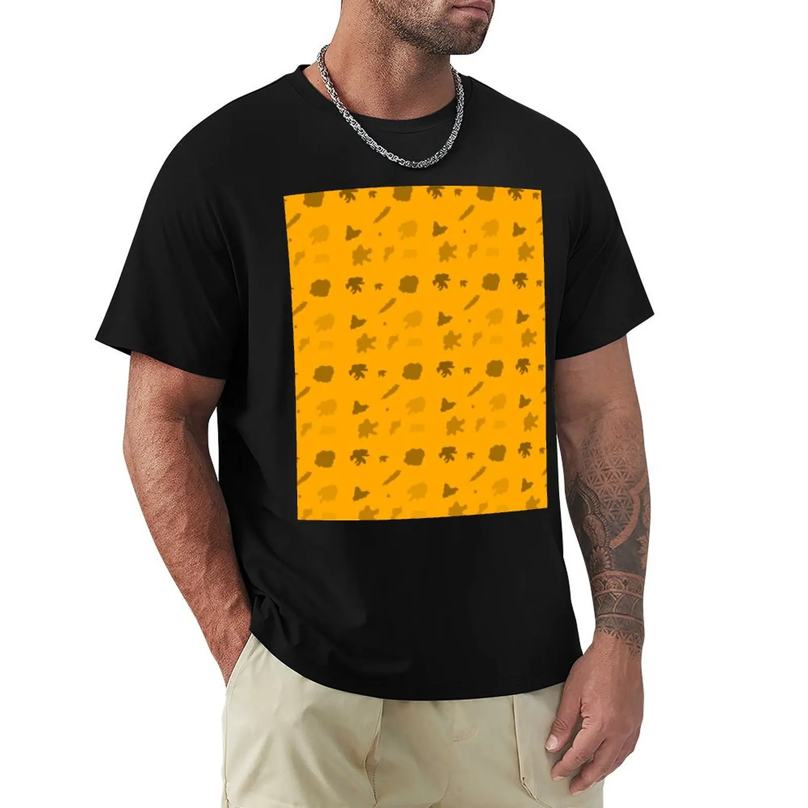 Orange Sophisticated mid century modern pattern repated decorative design T-Shirt tees plain black t shirts men