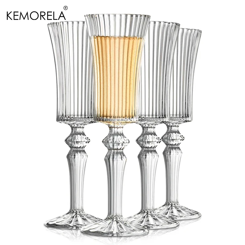 4PCS Cocktail Goblet Red Wine Champagne Decorative Party Bar Water Juice Wine Glass Goblet Handmade Transparent Coffee Milk Cup