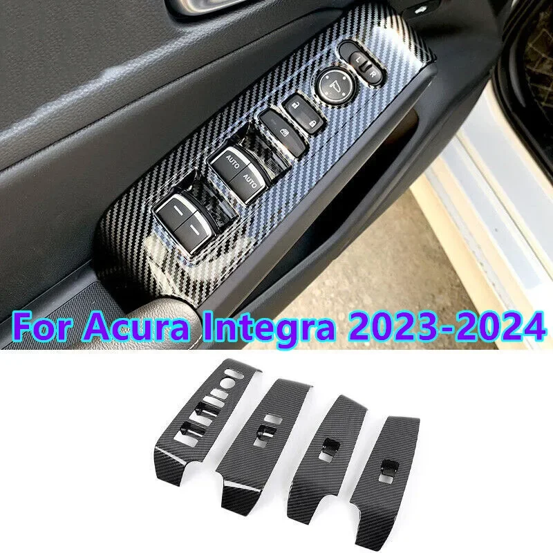 4Pcs Carbon Fiber Window Switch Panel Cover Frame Trim For Acura Integra 2023+