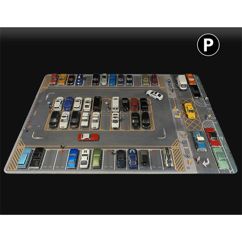 1:64 Scale Car Streets in World Cities Road Scene Accessory Parking Lot Mat For Diecast Vehicle Display Mouse Pad Toys Gifts Fan