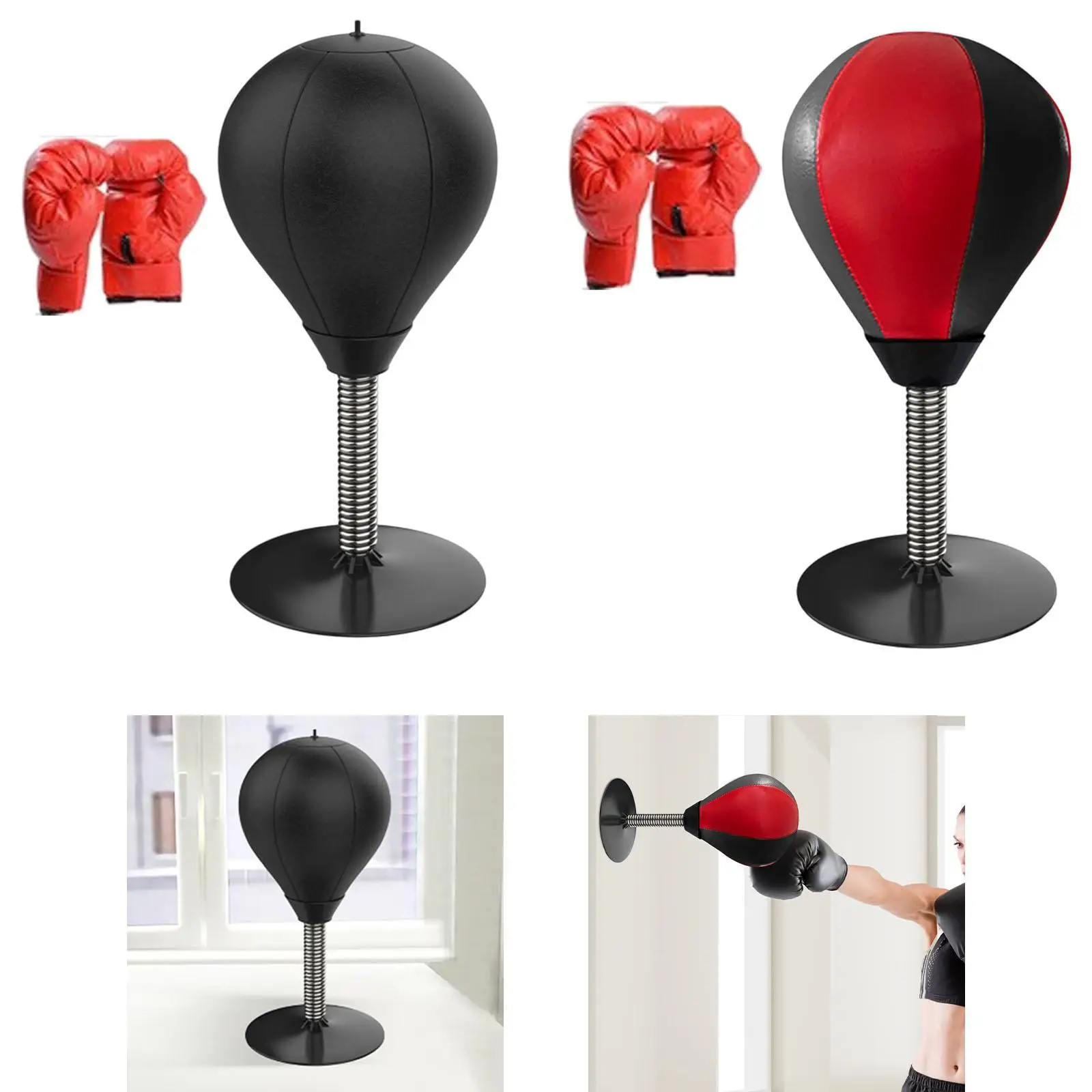 Desktop Punching Bag with Suction up Easy to Install Counter Funny Toy Gifts Heavy Duty Boxing Bag Speed Ball with Kids Gloves