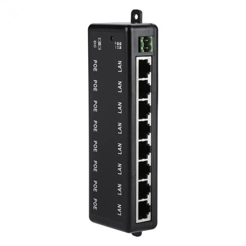 Inyector POE de 8 puertos, divisor para cámara de red CCTV, alimentación por Ethernet IEEE802.3af, gran oferta