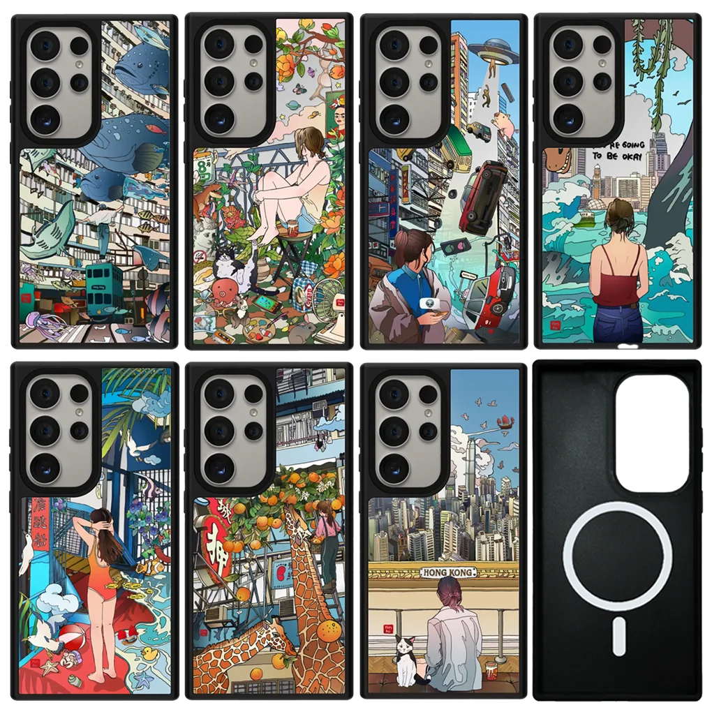 

Mirror Magnetic Case for Samsung Galaxy S23 S24 S25 Ultra S25+ Plus Protective Shell Cartoon Magic Show
