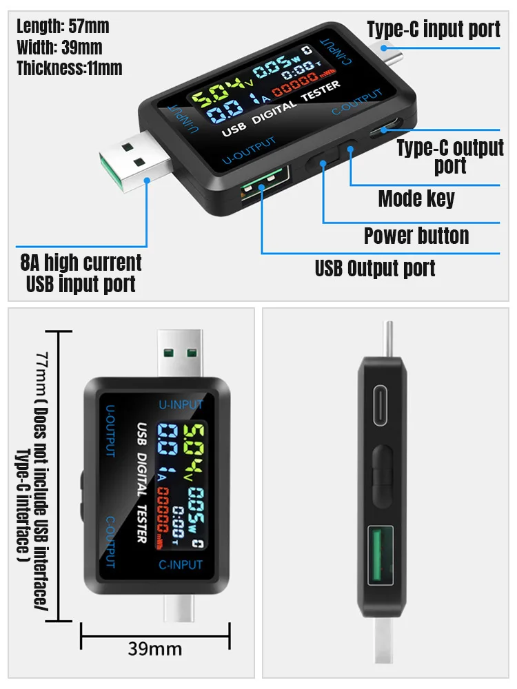 DC4.5V~36V USB Power Meter Current Voltage Ohmmeter Real Time Monitoring Charger Charging Cable Electronics Power Tester