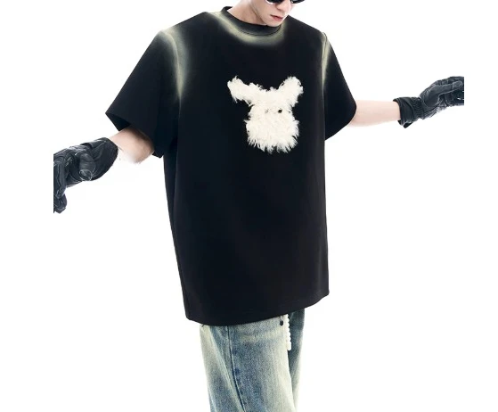Summer New Korean Versatile Loose Tie-dye Loose Short Sleeve T-shirt Handsome Black Round Neck Breathable Comfort Leisure Tops