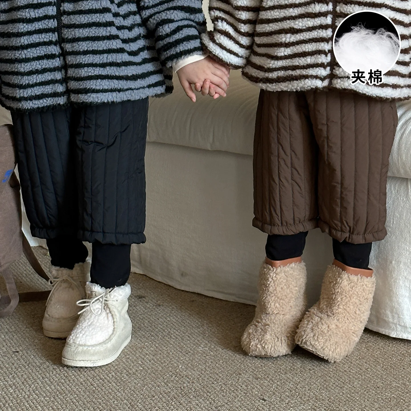 2025 New Autumn and Winter Kids Quilted Pants for Boys Thickened and Warm Girls and Babies Casual Trousers Boutique Clothing