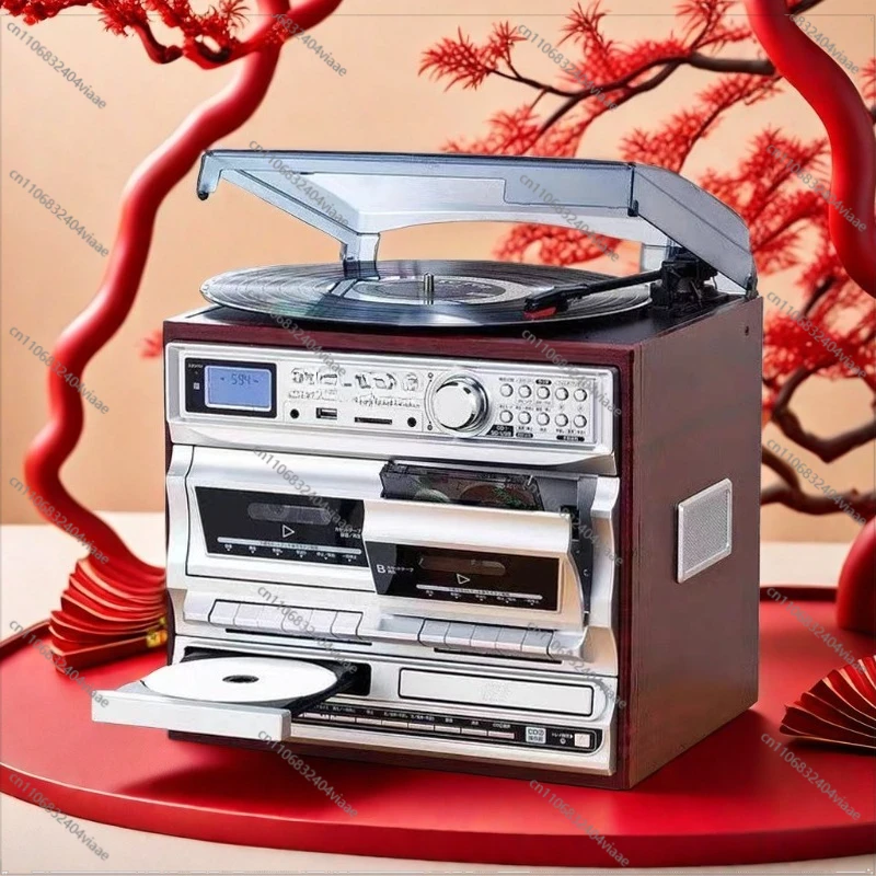 For Phonograph Vinyl Record Player Bluetooth Old-fashioned Record Player European Radio Old Retro Bluetooth CD All-in-one