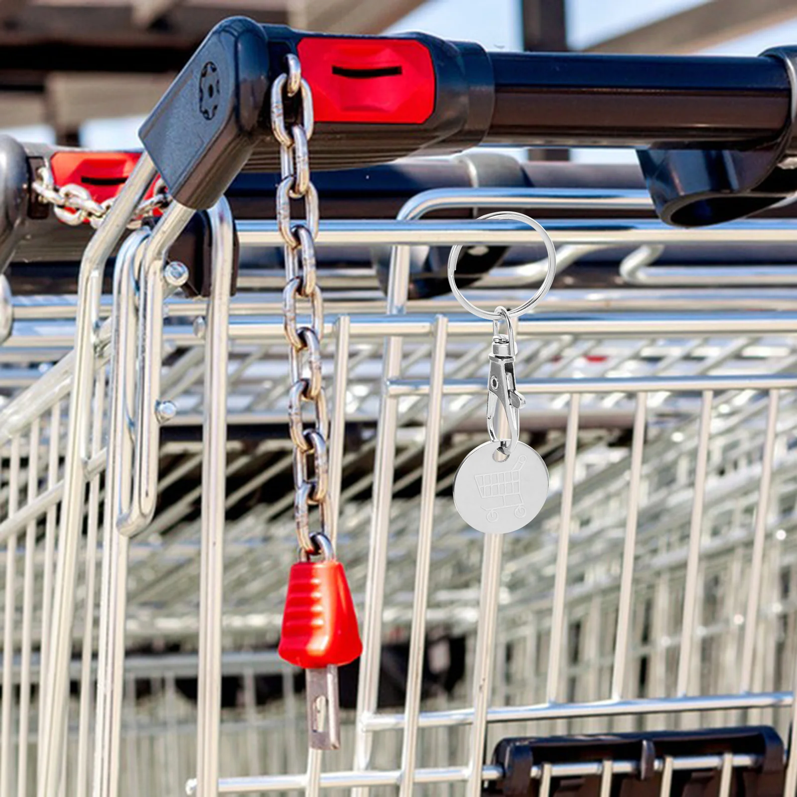 4 pezzi portachiavi gettone carrello anelli portatili gettoni per la spesa carrello rimozione ciondolo portachiavi portachiavi piccoli portachiavi in acciaio inossidabile