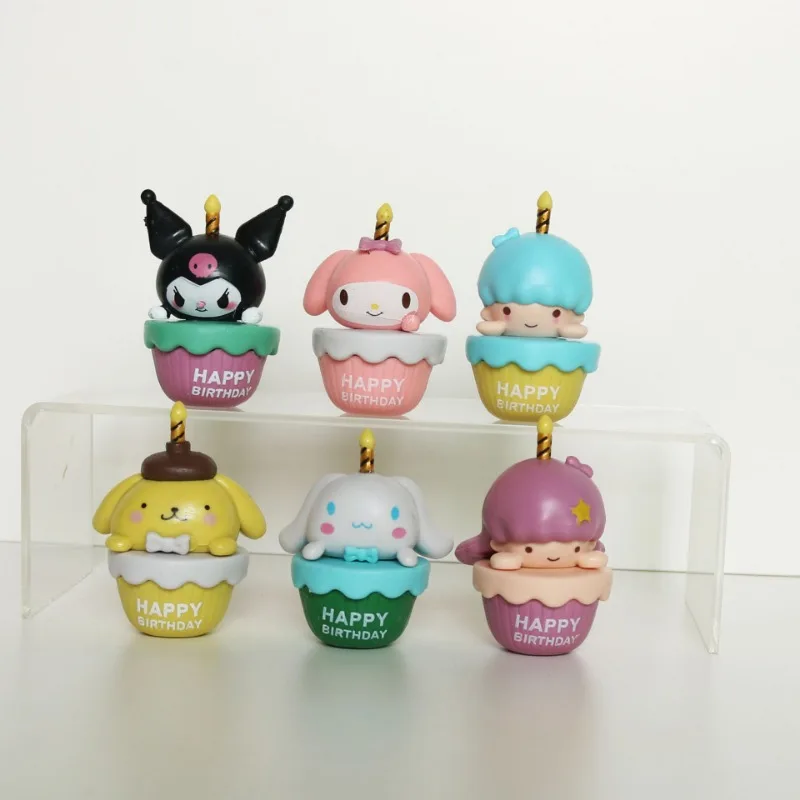 Sanrio Kuromi Decoração Boneca, Figuras Anime, Hello Kitty Cinnamoroll, Q Figural, Modelo de Bolo de Mesa, Crianças Presentes de Aniversário