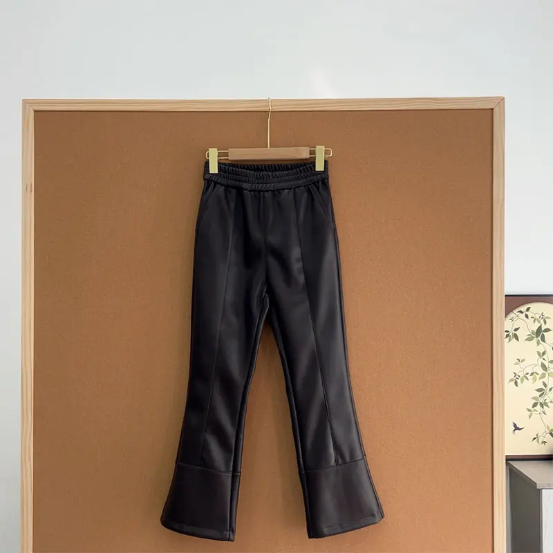 

Slimming Faionable Leather Pants High Waist Micro Flared Casual Nine-Piece plus Size Women's Comfortable Breathable Skin-Fr...