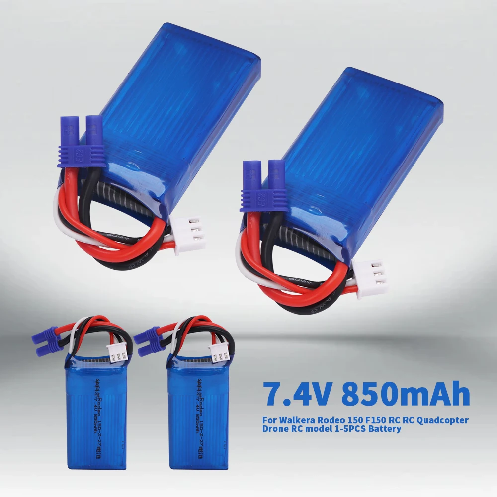 2S 7.4V 850mAh 35C EC2 Plug Lipo Battery For Walkera Rodeo 150 F150 RC  RC Quadcopter Drone RC model 1-5PCS