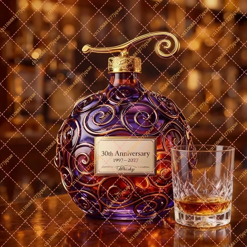 ONE PI Luxury Spiral Pattern Glass Bottle, 30th Anniversary Decorative Bottle for Perfume & Whiskey Decanter, Elegant Gift