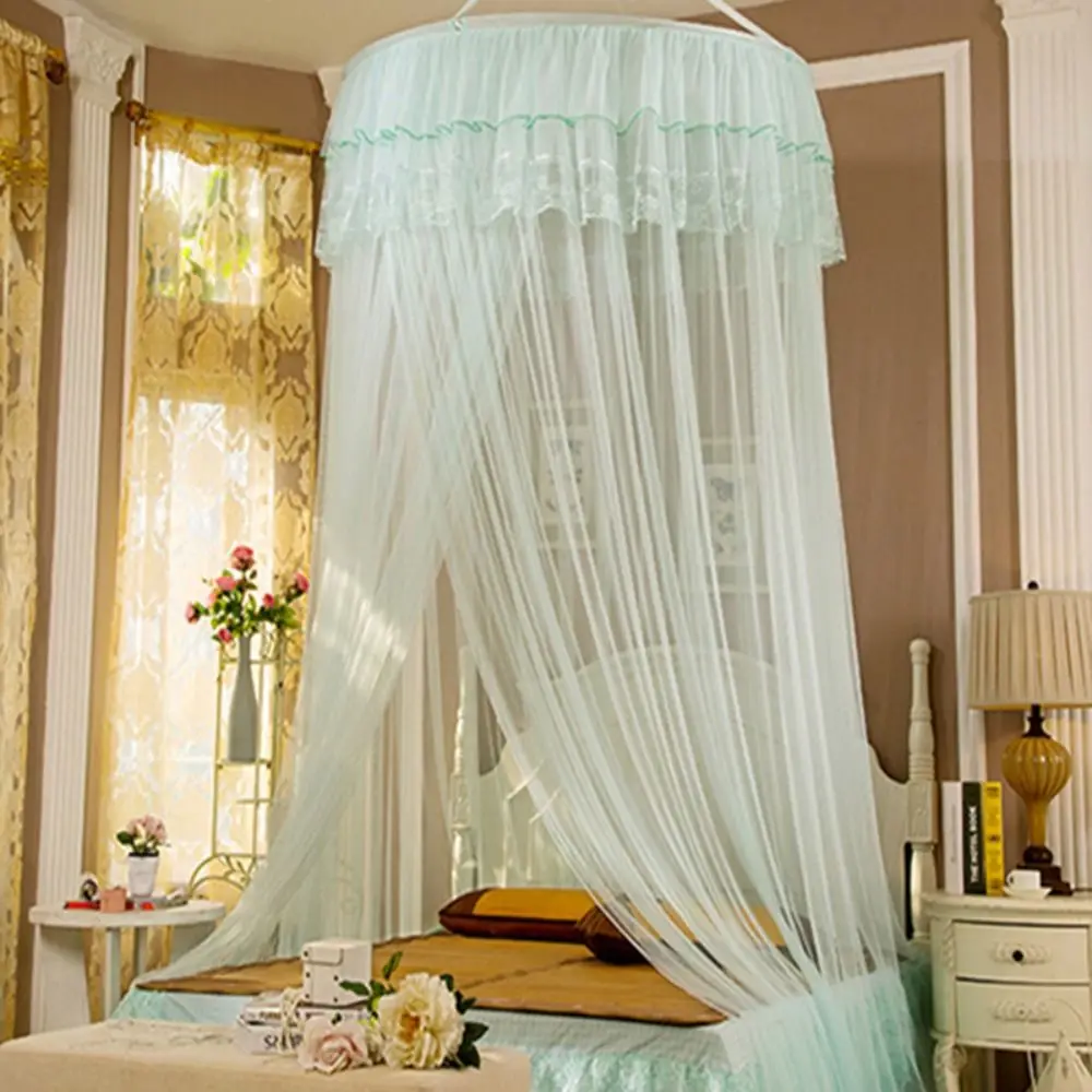 Round Pleated Queen Size Dome Lace Princess Mosquito Net Bed Canopy Bed Tent Bedding Article