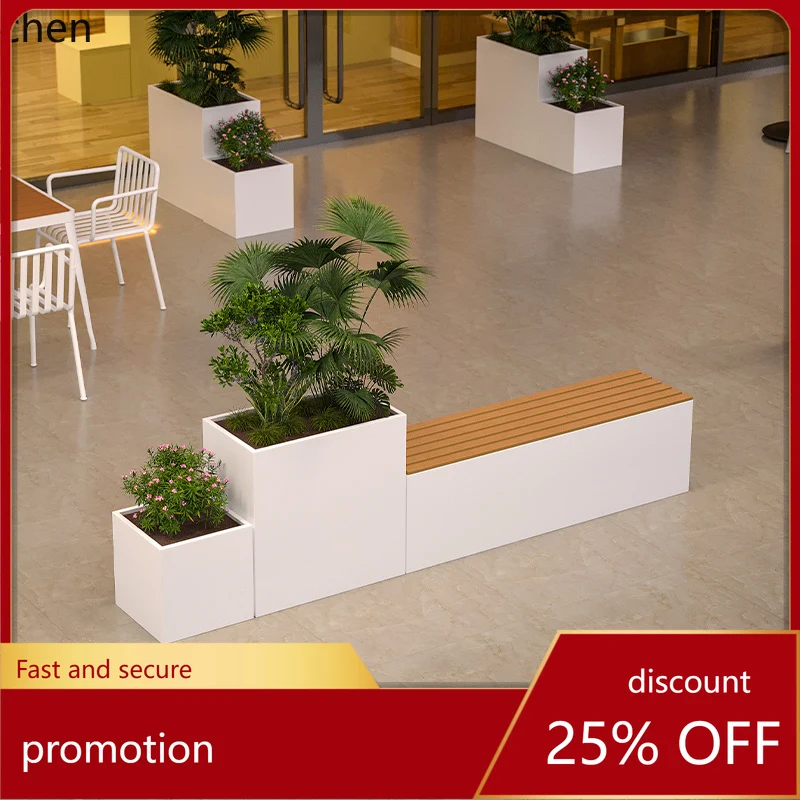 

ZML outdoor stainless steel flower box seat stool wrought iron flower groove outer pendulum fence flower bed