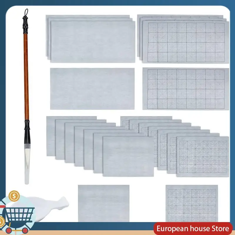 

ABFA No Ink Chinese Calligraphy Set(26Pcs), Includes 24Pcs Grid Water Drawing Writing Cloth, 1Pcs Brush, 1Pcs Water Basin