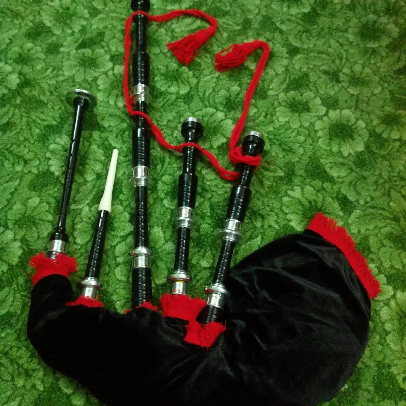 UK Scottish Bagpipes Red Sandalwood Black Silver Professional Highland Bagpipes