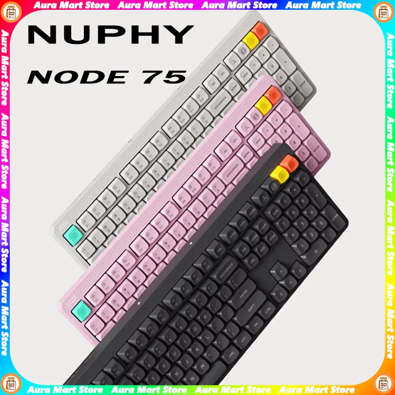 NuPhy Node75 Bluetooth Wireless Mechanical Keyboard with PBT Keycaps 3000mAh Battery RGB Ergonomic Low or Max High Axis for Mac