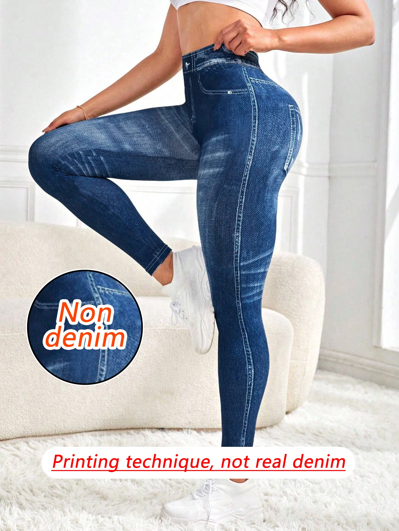 Spring Women Non Denim Leggings Gym Yoga Pants Casual Elastic Workout Exercise Fitness Running Tights Imitation Jeans Leggings