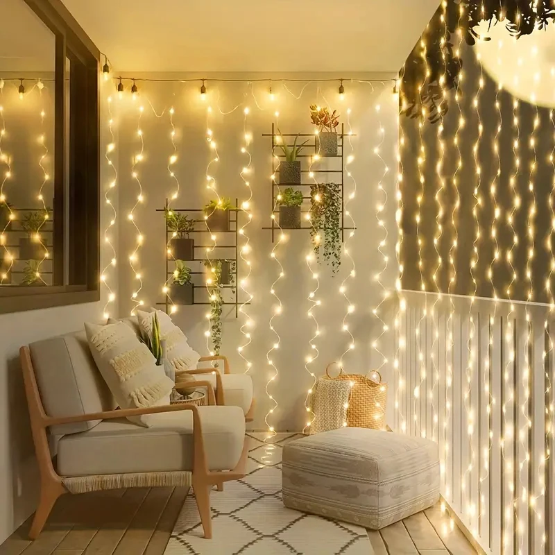 Valentine's Day USB Curtain LED String Lights - Remote Control Fairy Garland for Cozy Bedroom Home Ambiance
