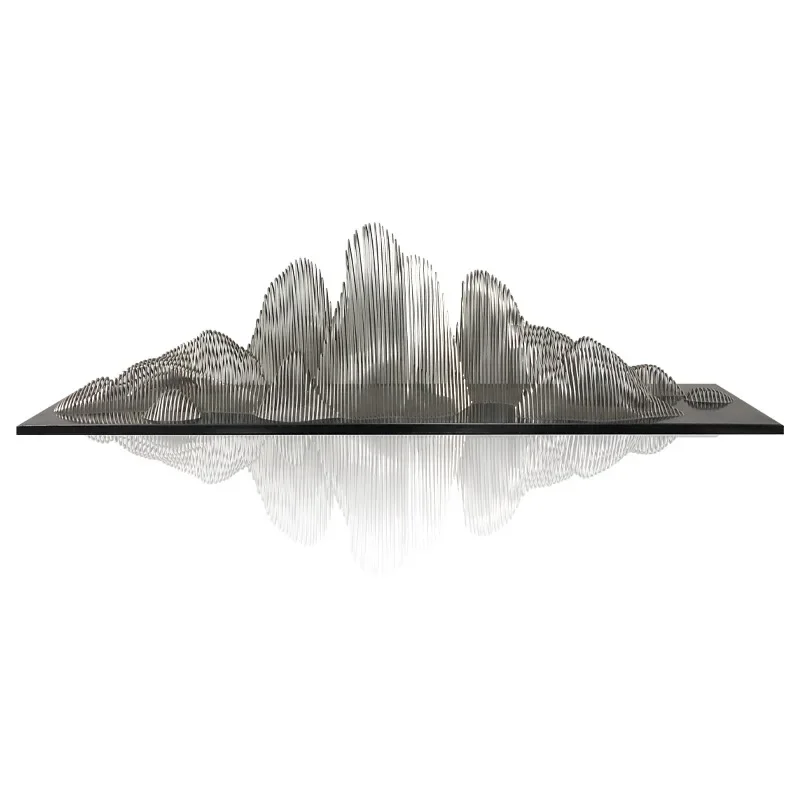 

Stainless steel rockery sculpture, outdoor metal modeling, garden landscape statue large steel structure