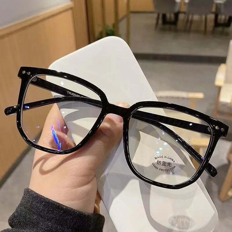 Large Square Frame Anti-Blue Light Glasses Fashion Retro Men Women Computer Gaming Eye Protection Classic Plain Glass Spectacles