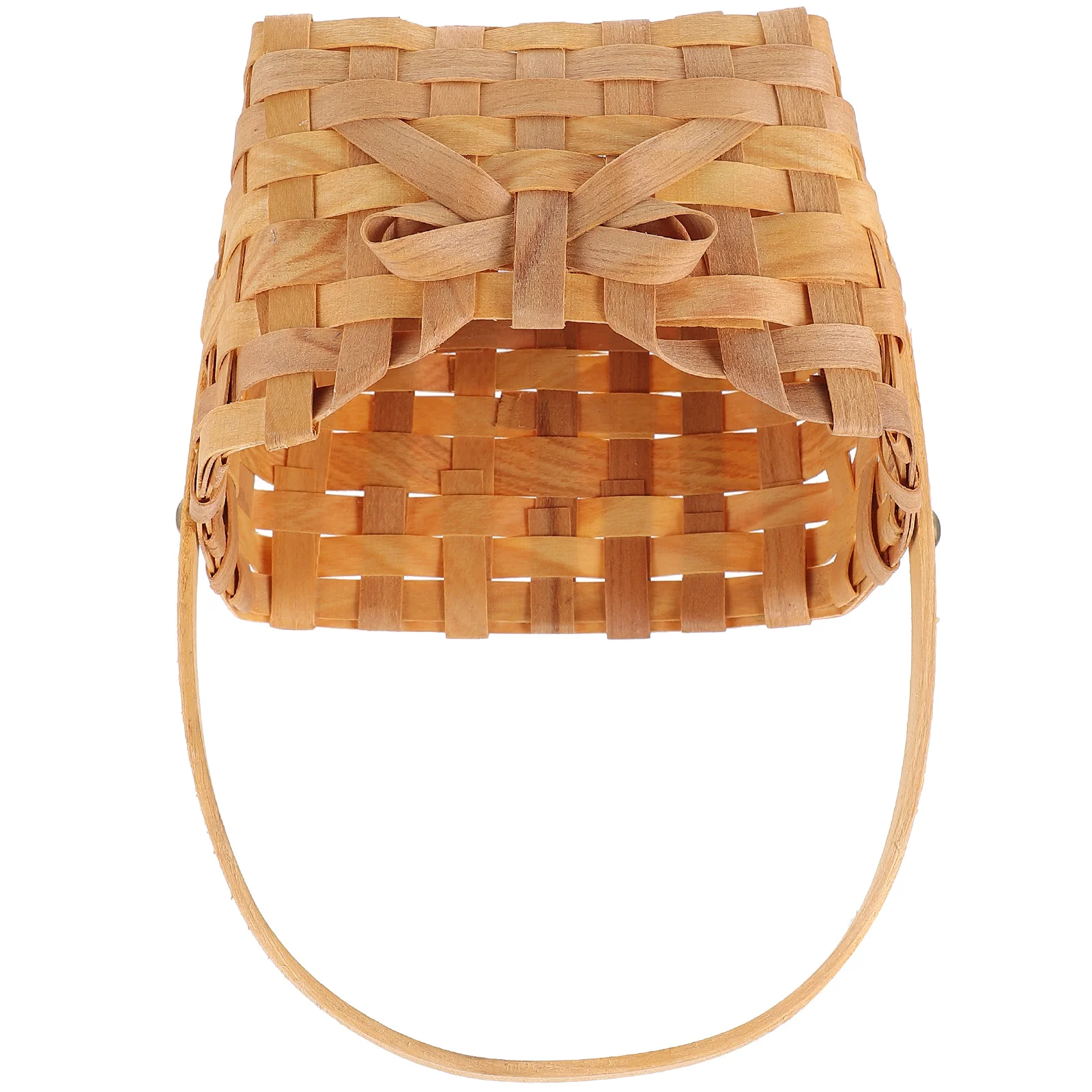 

Woven Basket Handmade Bamboo Storage Small Size with Lid for Snacks Fruit Vegetable Bread Home Picnic Party Gift Durable Strong