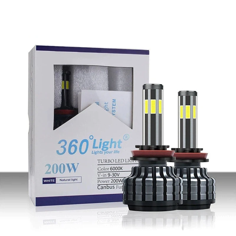 

2/4pcs Led Headlight Car Light 6 Side LED lights for car H8 H11 H7 H9 9006/HB4 9005/HB3 200W LED Headlight Bulb Super Bright 12V
