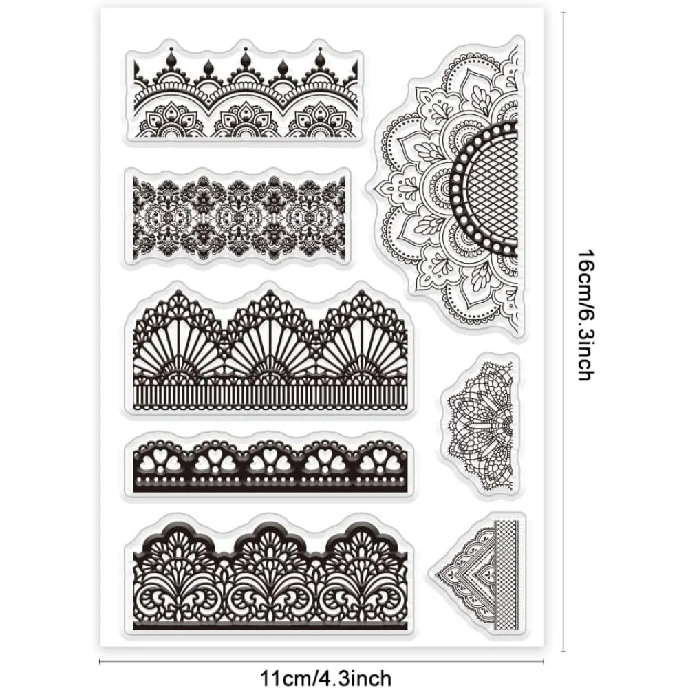 Clear Stamp Lace Transparent Stamps Set Vintage Silicone Clear Stamp Lace Border Clear Stamps for Scrapbooking Card Maing