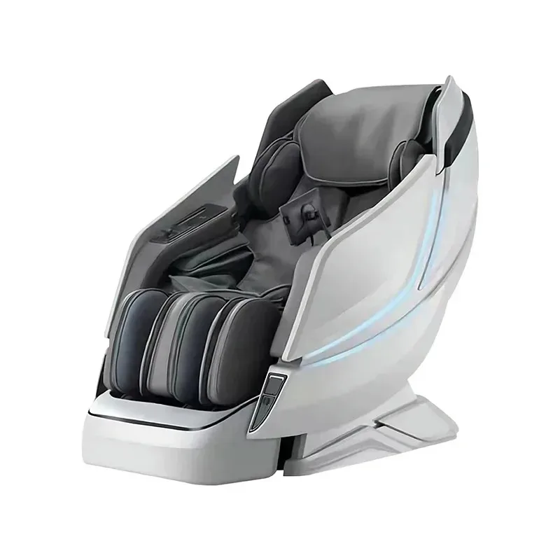 كرسي تدليك مع تحكم صوتي، كرسي تدليك مرن لكامل الجسم مع تحكم صوتي، تدفئة، جهاز تحكم عن بعد بشاشة LCD، مدلك قدم