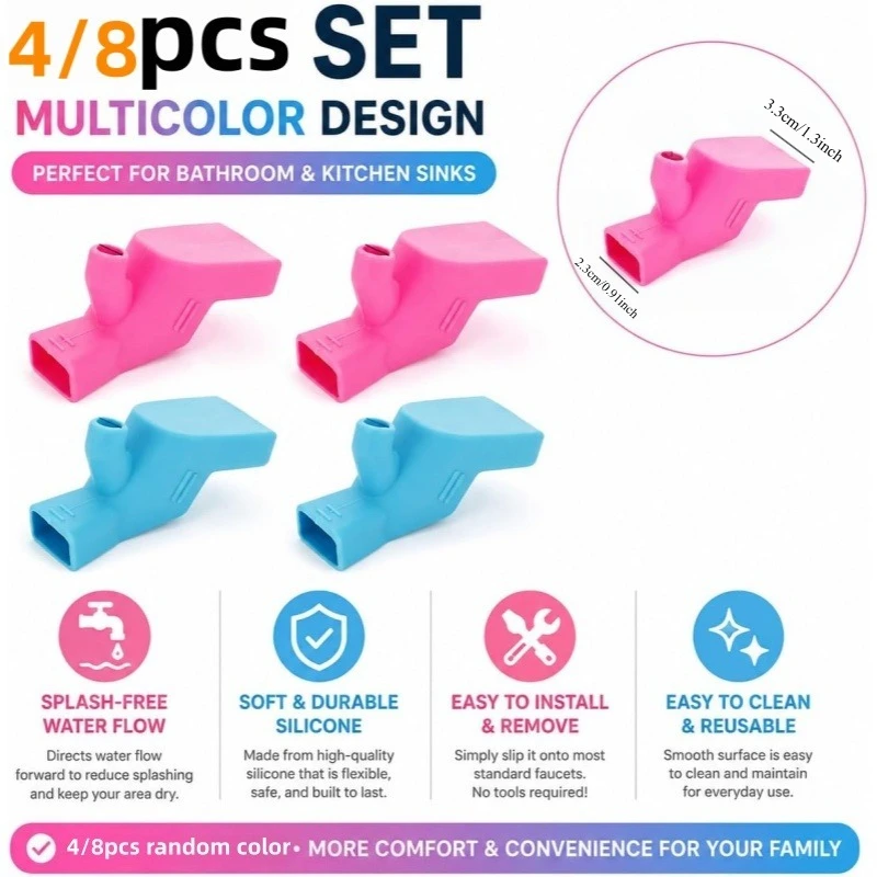 4/8pcs Faucet extender kitchen bathroom sink faucet nozzle splash-proof water deflector connector hand washer faucet fittings.