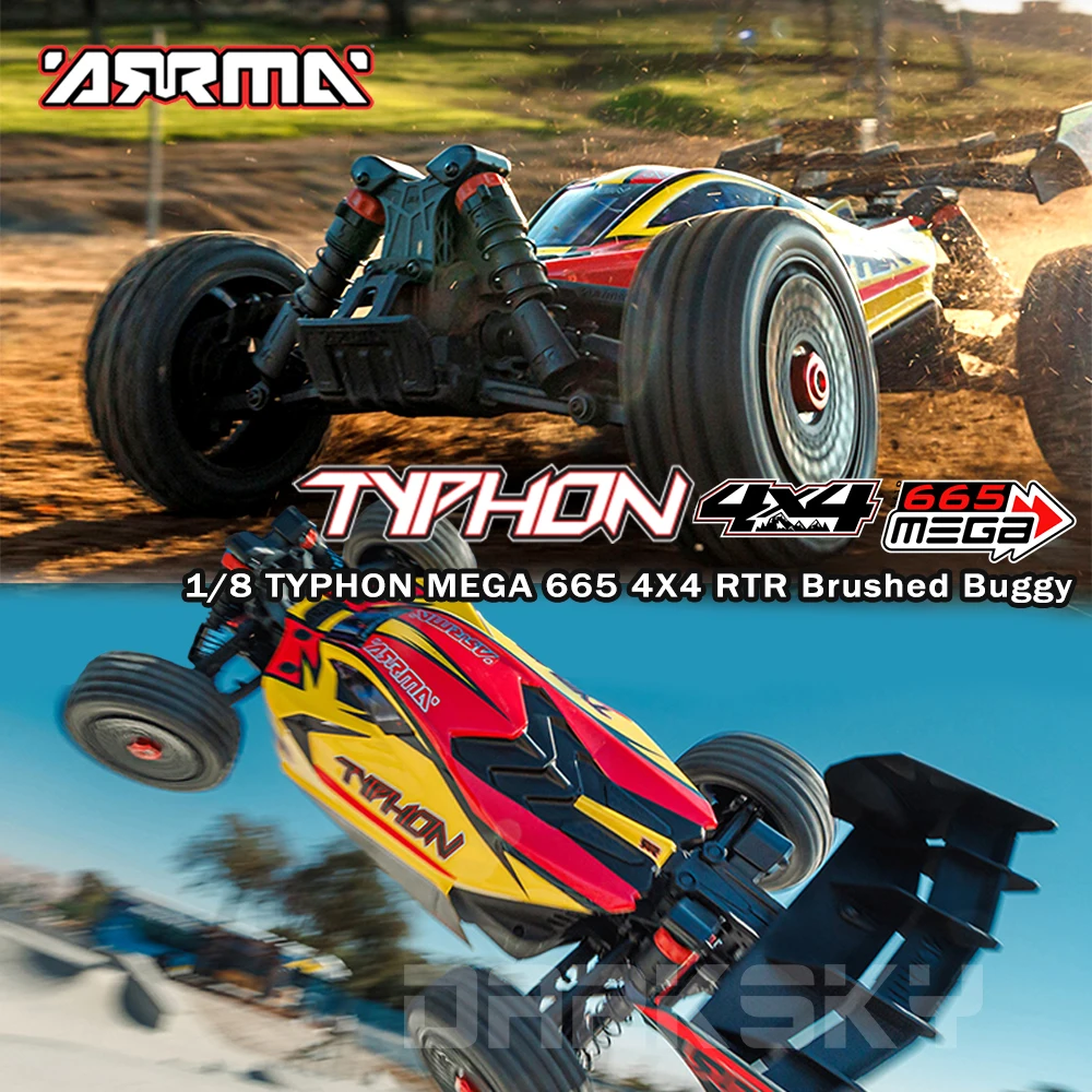

ARRMA TYPHON MEGA 665 ARA4206V4 4X4 RTR BRUSHED BUGGY 1/8 Электрическая модель автомобиля с дистанционным управлением, игрушки для взрослых и детей