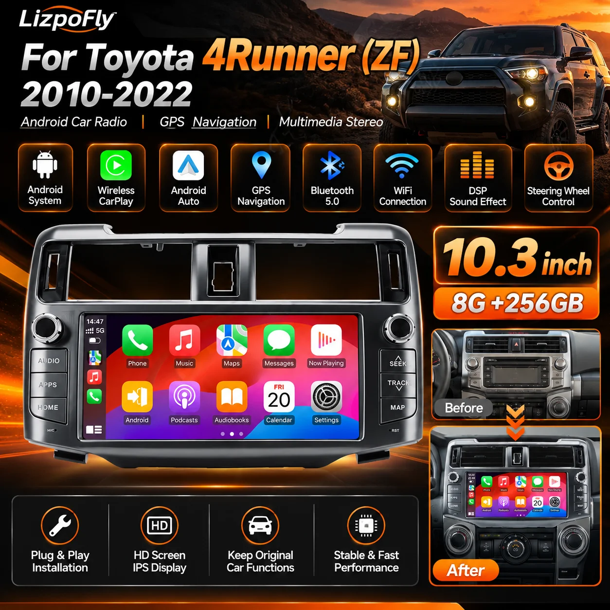 Lizpofly for Toyota 4Runner 2010-2020 12.1