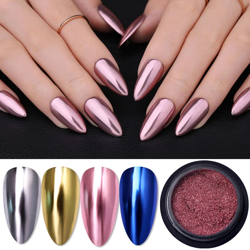 Rose Gold Mirror Powder Nail Art Glitter Rose Gold Champange UV Gel Polish Chrome Dust Metallic Effect Pigment Nail Decoration