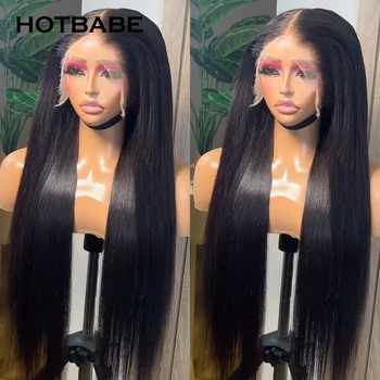 슈퍼 더블 그린 400 밀도 인간의 머리 가발 여성용 Glueless 스트레이트 360 전체 레이스 가발 Preplucked 13x6 HD 레이스 정면 가발