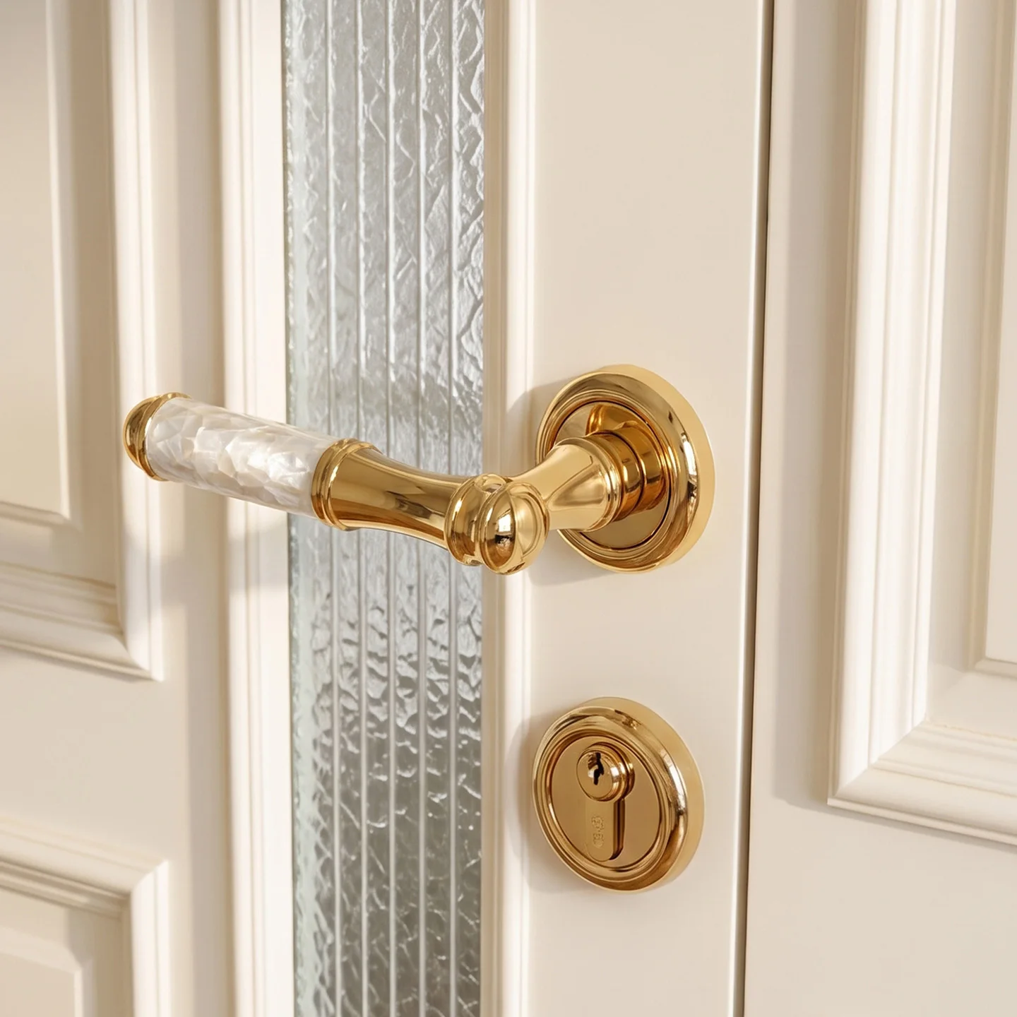 SAILANKA Brass Door Lock Natural White Mother-of-Pearl Handmade Inlay Luxury Home Door Locks Passage Lock Dummy Lock Door Lock