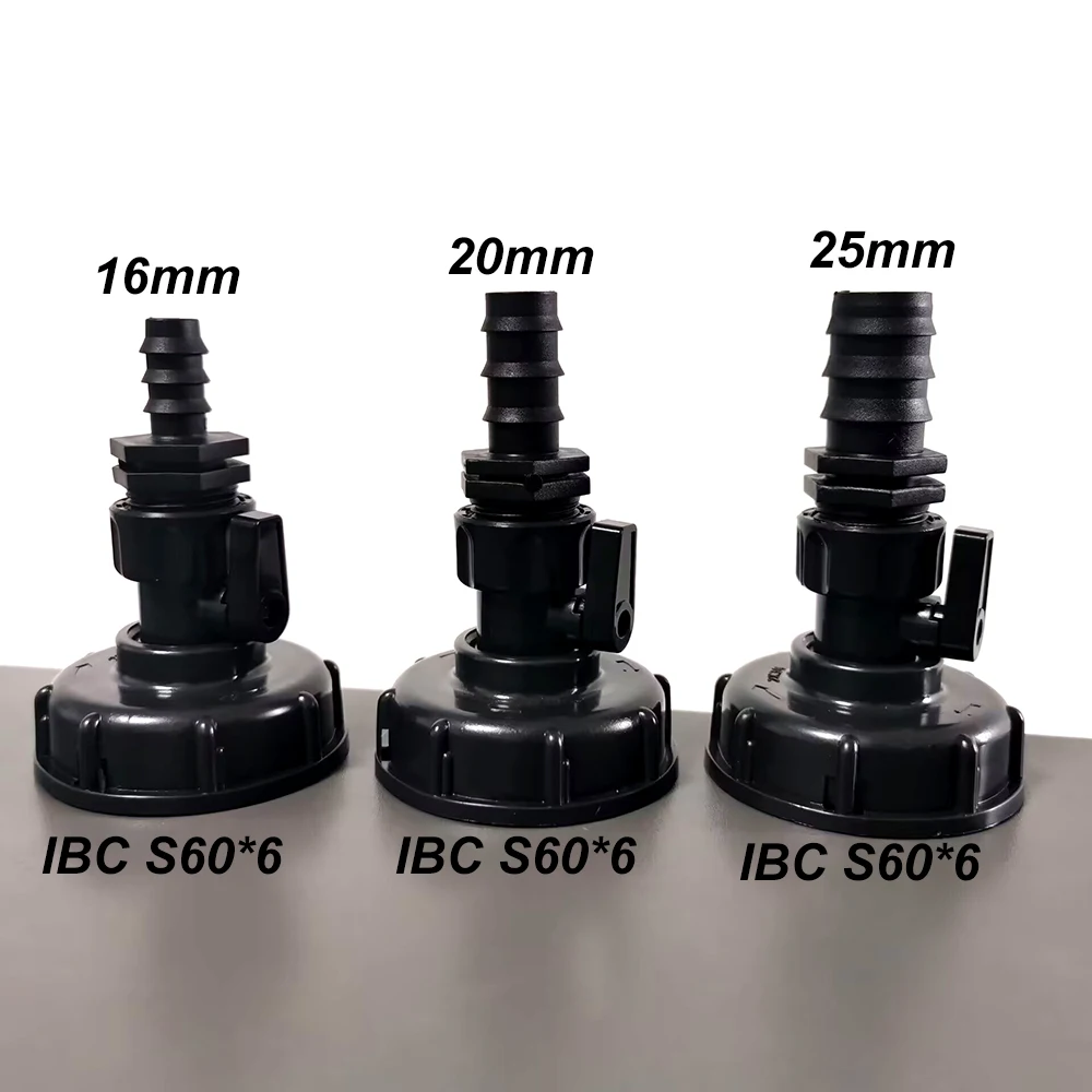 1 Set 3Pcs Water through valve tower joint IBC S60 * 6 water tank adapter Garden irrigation water bucket and pipe