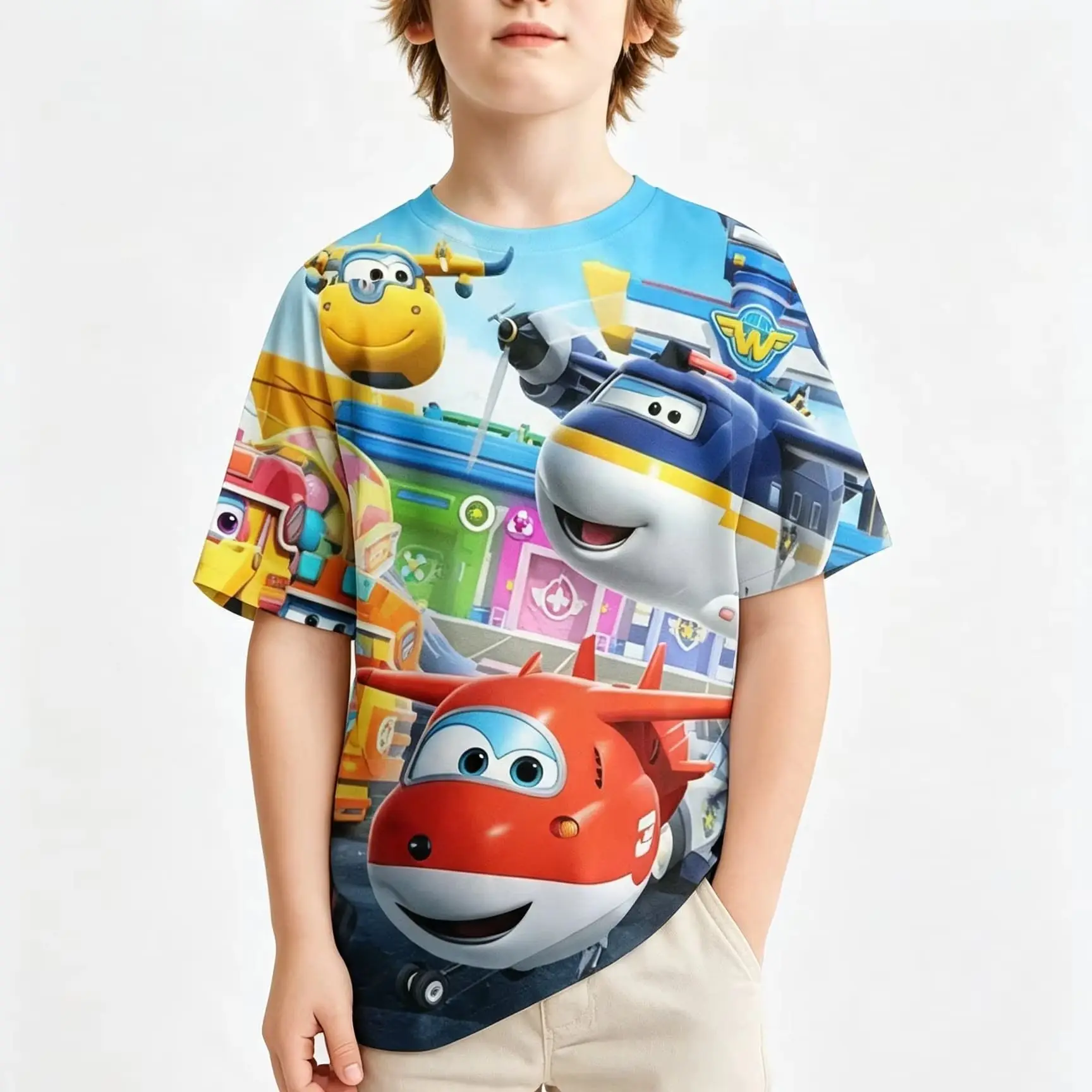Summer Casual 3D Super Wings Party Top Men T Shirt Women Tee Boys Top Children Parent Child Quick Dry Short Sleeves Kids Tshirt