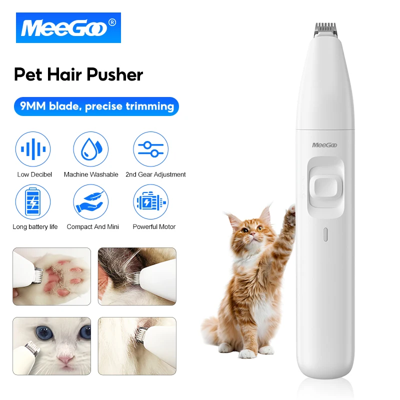 MeeGoo Pet Clipper Low Noise Dog Cat Grooming Tool Precision Ceramic Blade 2-Speed USB Rechargeable 