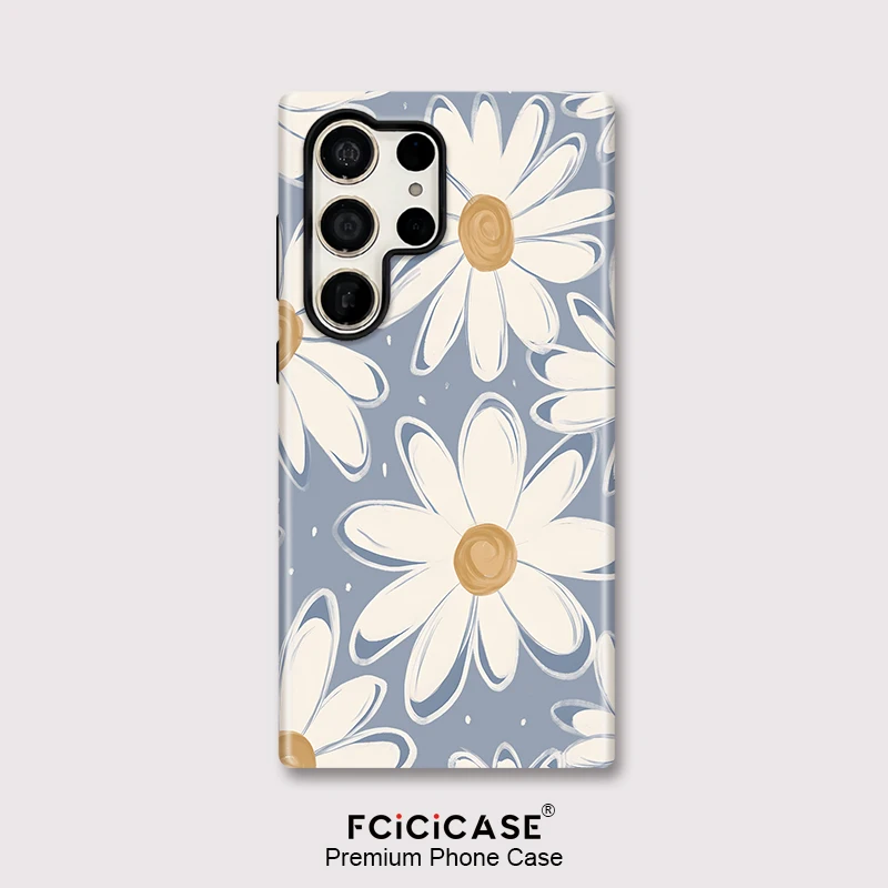 

Fcicicase S26 Edge Daisy Flower Phone Case For Samsung Galaxy S25 Plus A16 S20 FE A56 A26 S23 S24 Ultra Shockproof Matte Cover