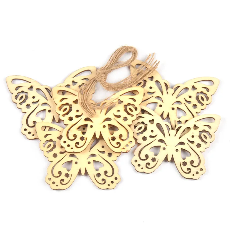 10pcs Hollow Butterfly Wooden Pendant For Kid Paint Scrapbooking Wood Crafts Supplies DIY Accessories Ornament Home Decor m2128